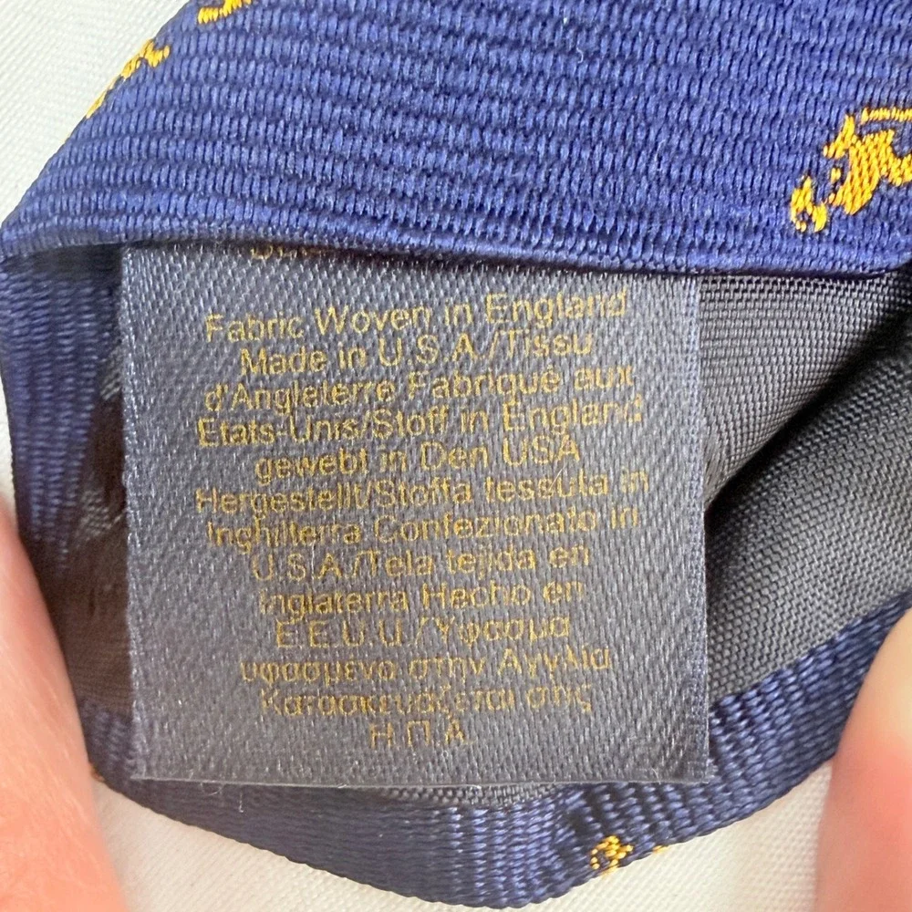 Vintage Brooks Brothers x Johnnie Walker Silk Tie Blue Gold Striding Man Preppy